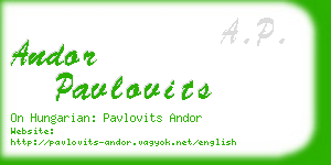 andor pavlovits business card